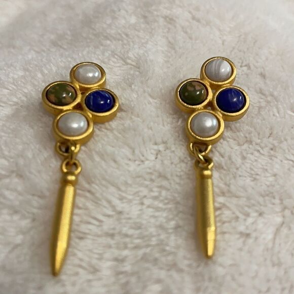 Vintage Y2K Gold Matte Dangling Pierced Earrings - Picture 10 of 13